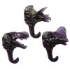 3pcs Simulated Dinosaur Fossils Hooks Simulation Skeleton Resin Wall Hangers Coat Hooks Key Hooks,Transparent Purple