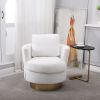 Teddy Swivel Barrel Chair, Swivel Accent Chairs Armchair for Living Room, Reading Chairs for Bedroom Comfy, Round Barrel Chairs with Gold Stainless St