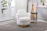 Teddy Swivel Barrel Chair, Swivel Accent Chairs Armchair for Living Room, Reading Chairs for Bedroom Comfy, Round Barrel Chairs with Gold Stainless St
