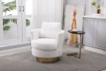 Teddy Swivel Barrel Chair, Swivel Accent Chairs Armchair for Living Room, Reading Chairs for Bedroom Comfy, Round Barrel Chairs with Gold Stainless St