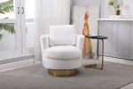 Teddy Swivel Barrel Chair, Swivel Accent Chairs Armchair for Living Room, Reading Chairs for Bedroom Comfy, Round Barrel Chairs with Gold Stainless St
