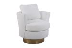 Teddy Swivel Barrel Chair, Swivel Accent Chairs Armchair for Living Room, Reading Chairs for Bedroom Comfy, Round Barrel Chairs with Gold Stainless St