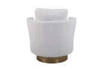 Teddy Swivel Barrel Chair, Swivel Accent Chairs Armchair for Living Room, Reading Chairs for Bedroom Comfy, Round Barrel Chairs with Gold Stainless St